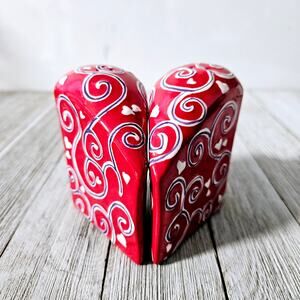 2-Piece Red Heart Shaped Salt and Pepper Shaker Set by Bella Casa by Ganz with